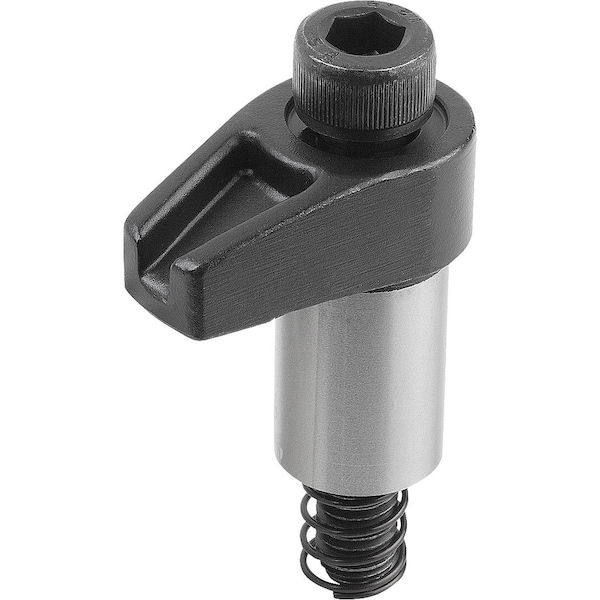 Hook Clamp With Ground Shank, Form:A, M10X65, R=30, D=20, Carbon Steel Black Oxidized